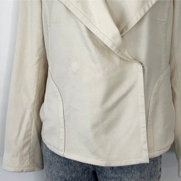 AKRIS PUNTO Wool Angora Blend Blazer Jacket Moto Style Cream | US 10 - Picture 5 of 12